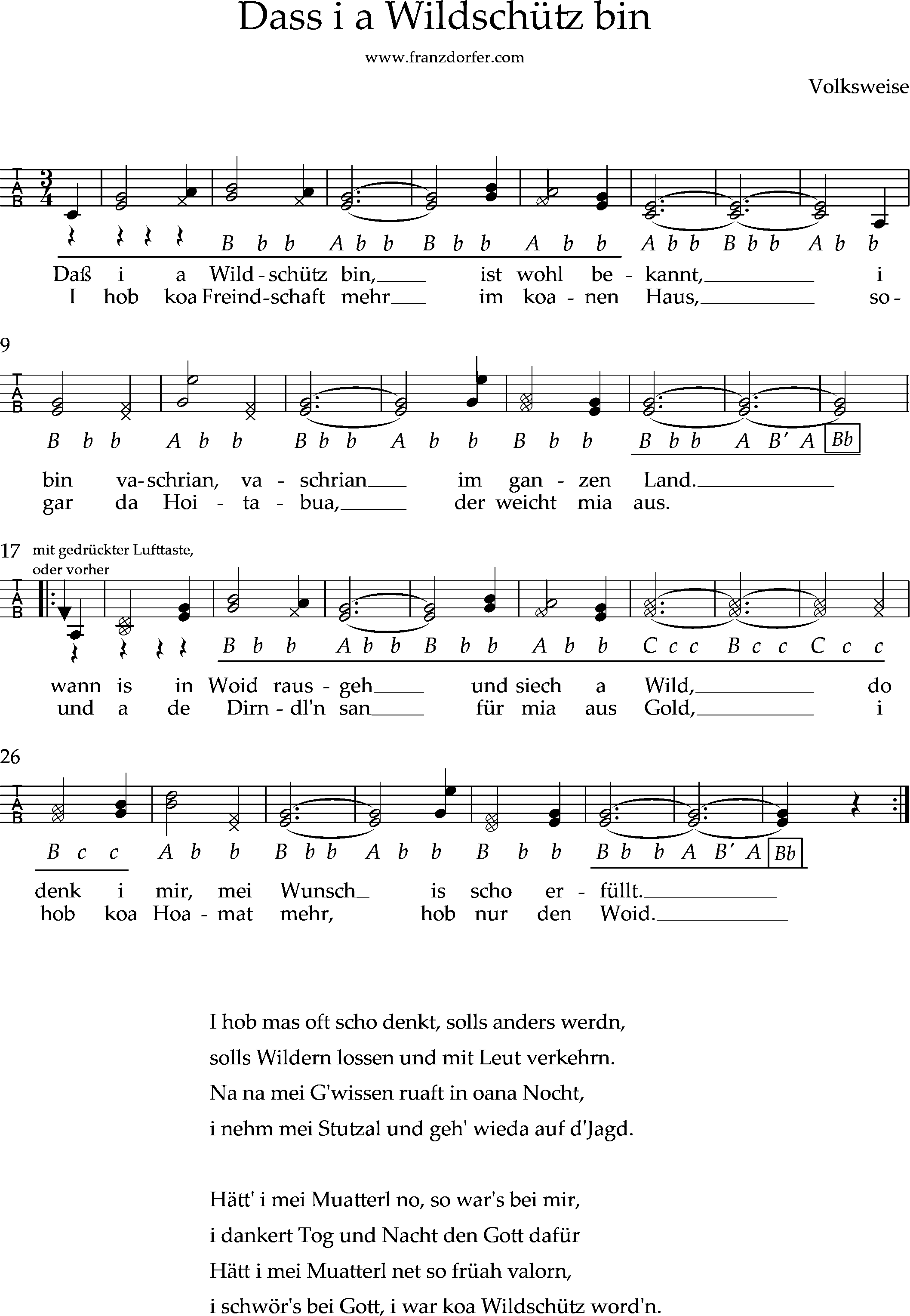 Steirische harmonika, dass i a wildschütz bin